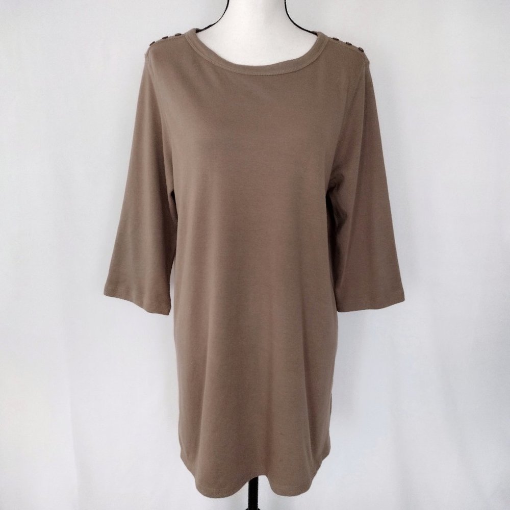 Blair Brown Knit 3/4 Sleeve Casual Tunic Top - Picture 1 of 10
